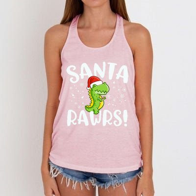 Santa Rawrs Green Dinosaur Cute Reptile Christmas Gift Great Gift Women's Knotted Racerback Tank