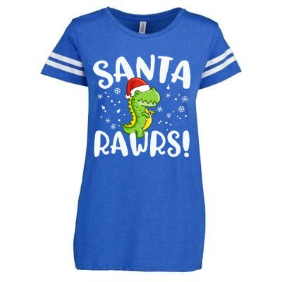 Santa Rawrs Green Dinosaur Cute Reptile Christmas Gift Great Gift Enza Ladies Jersey Football T-Shirt