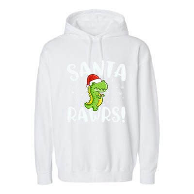 Santa Rawrs Green Dinosaur Cute Reptile Christmas Gift Great Gift Garment-Dyed Fleece Hoodie