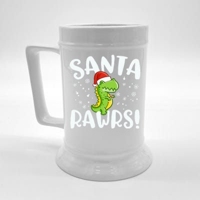 Santa Rawrs Green Dinosaur Cute Reptile Christmas Gift Great Gift Beer Stein