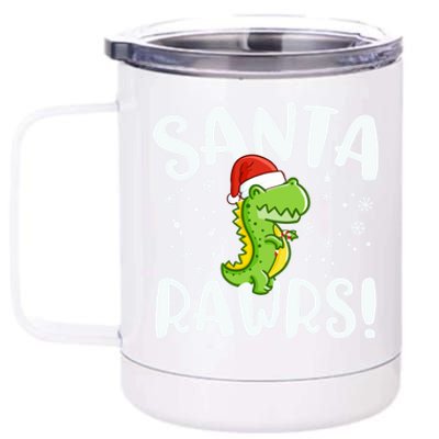 Santa Rawrs Green Dinosaur Cute Reptile Christmas Gift Great Gift 12 oz Stainless Steel Tumbler Cup