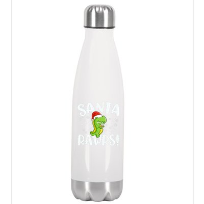 Santa Rawrs Green Dinosaur Cute Reptile Christmas Gift Great Gift Stainless Steel Insulated Water Bottle