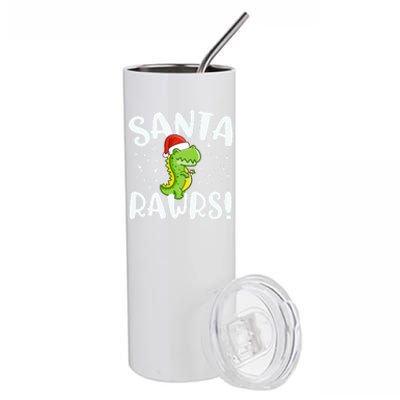 Santa Rawrs Green Dinosaur Cute Reptile Christmas Gift Great Gift Stainless Steel Tumbler