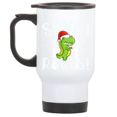 Santa Rawrs Green Dinosaur Cute Reptile Christmas Gift Great Gift Stainless Steel Travel Mug