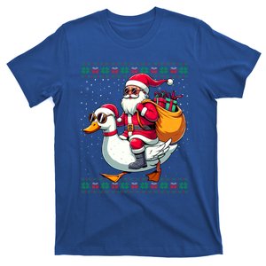 Santa Riding Goose Duck Ugly Christmas Gift T-Shirt