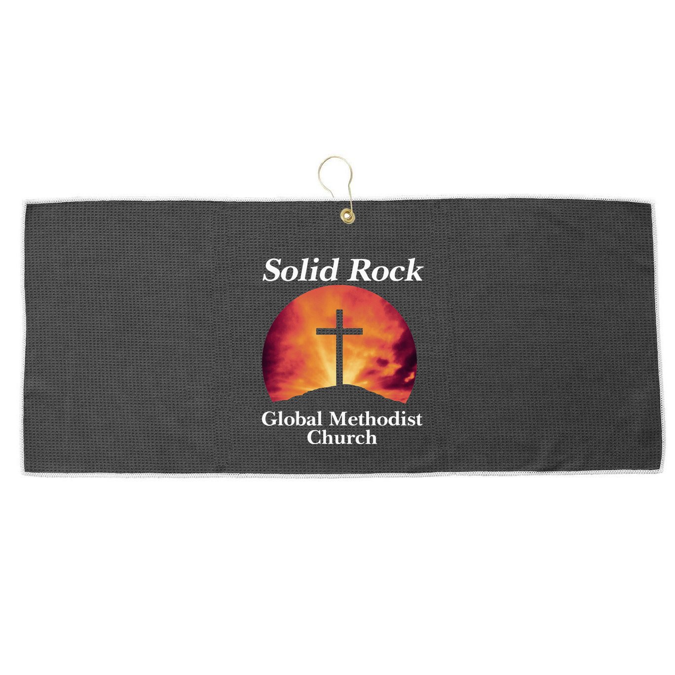 Solid Rock Global Methodist Church Faith Large Microfiber Waffle Golf Towel