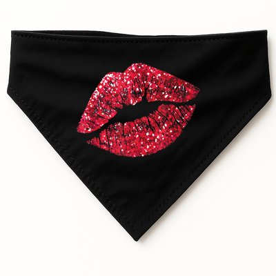 Sexy Red Glitter Lips Kiss Me Love Makeup Lipstick Shirt Tee USA-Made Doggie Bandana
