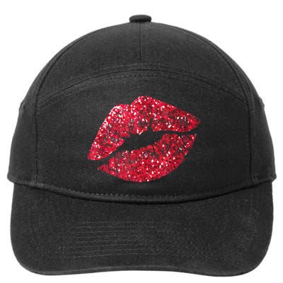 Sexy Red Glitter Lips Kiss Me Love Makeup Lipstick Shirt Tee 7-Panel Snapback Hat