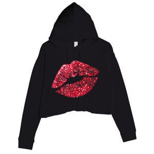 Sexy Red Glitter Lips Kiss Me Love Makeup Lipstick Shirt Tee Crop Fleece Hoodie