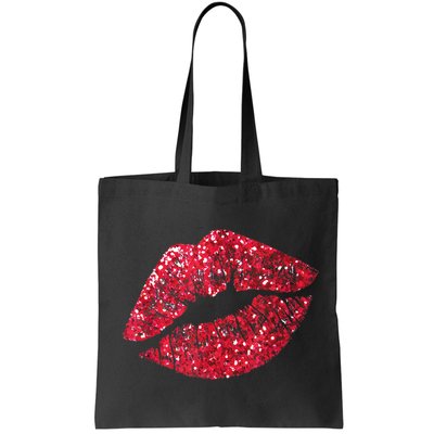 Sexy Red Glitter Lips Kiss Me Love Makeup Lipstick Shirt Tee Bag