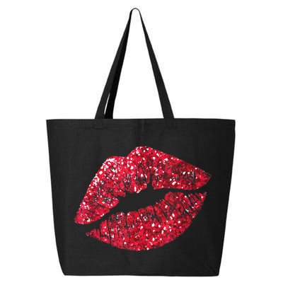 Sexy Red Glitter Lips Kiss Me Love Makeup Lipstick Shirt Tee 25L Jumbo Tote
