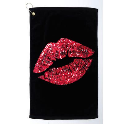 Sexy Red Glitter Lips Kiss Me Love Makeup Lipstick Shirt Tee Golf Towel