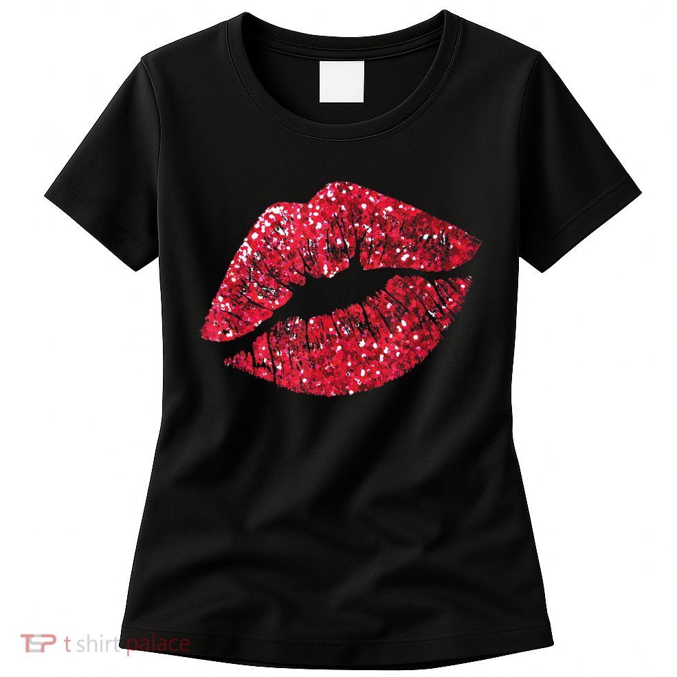 Sexy Red Glitter Lips Kiss Me Love Makeup Lipstick Shirt Tee Sexy Red Glitter Lips Kiss Me Love Makeup Lipstick Shirt Tee