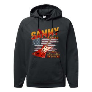 Sammy Red Guitar Rock Front Back Both Worlds Vh Concert Performance Fleece Hoodie