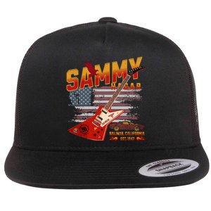 Sammy Red Guitar Rock Front Back Both Worlds Vh Concert Flat Bill Trucker Hat