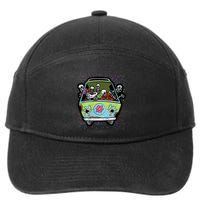 Skeleton Riding Hippie Van Halloween Costume Retro Bones 7-Panel Snapback Hat
