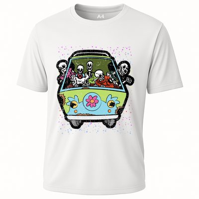 Skeleton Riding Hippie Van Halloween Costume Retro Bones Performance Shirt