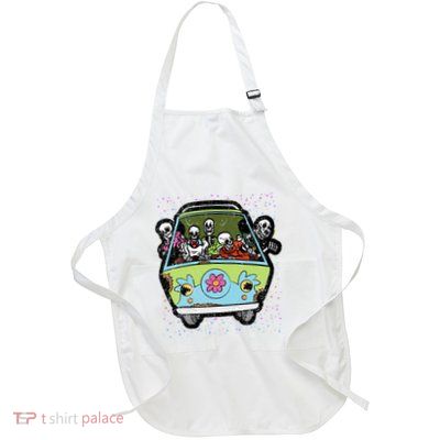 Skeleton Riding Hippie Van Halloween Costume Retro Bones Apron