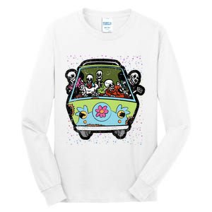 Skeleton Riding Hippie Van Halloween Costume Retro Bones Tall Long Sleeve T-Shirt