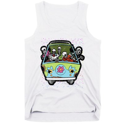 Skeleton Riding Hippie Van Halloween Costume Retro Bones Tank Top