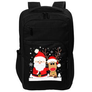 Santa Reindeer Hug Snowflakes Christmas Impact Tech Backpack