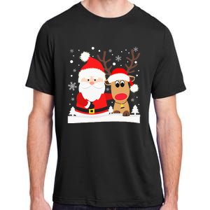 Santa Reindeer Hug Snowflakes Christmas Adult ChromaSoft Performance T-Shirt