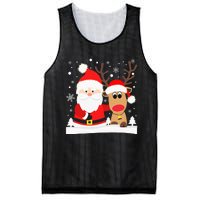 Santa Reindeer Hug Snowflakes Christmas Mesh Reversible Basketball Jersey Tank