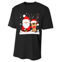 Santa Reindeer Hug Snowflakes Christmas Performance Sprint T-Shirt