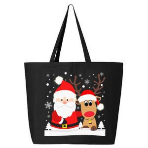 Santa Reindeer Hug Snowflakes Christmas 25L Jumbo Tote