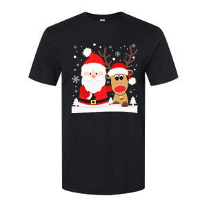 Santa Reindeer Hug Snowflakes Christmas Softstyle CVC T-Shirt