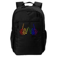 Skeleton Rock Hand Cool Rainbow Flag Pride Ally Daily Commute Backpack