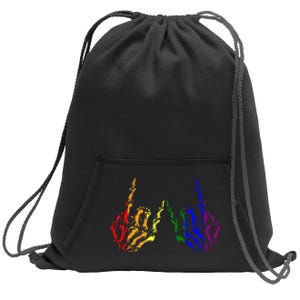 Skeleton Rock Hand Cool Rainbow Flag Pride Ally Sweatshirt Cinch Pack Bag