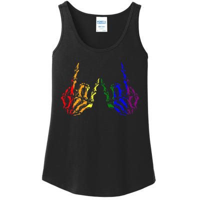 Skeleton Rock Hand Cool Rainbow Flag Pride Ally Ladies Essential Tank