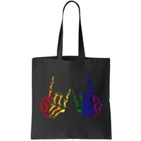 Skeleton Rock Hand Cool Rainbow Flag Pride Ally Tote Bag