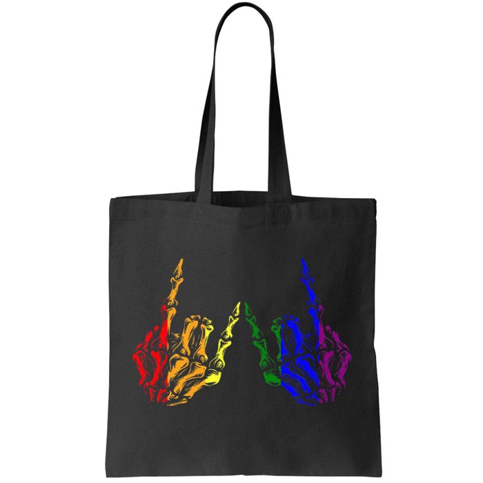 Skeleton Rock Hand Cool Rainbow Flag Pride Ally Tote Bag