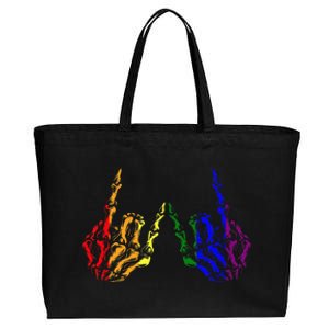 Skeleton Rock Hand Cool Rainbow Flag Pride Ally Cotton Canvas Jumbo Tote