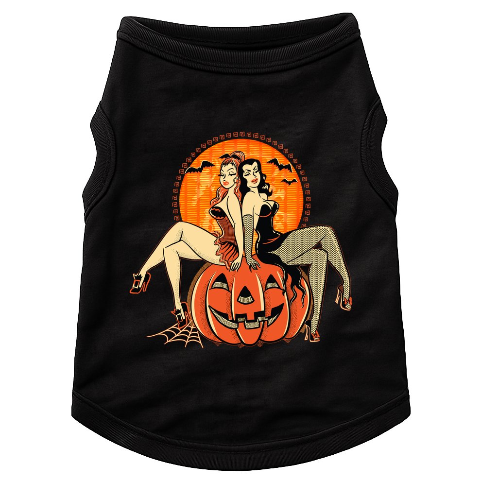 Sexy Retro Halloween Pinup Girls Doggie Tank
