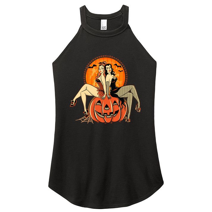 Sexy Retro Halloween Pinup Girls Women's Perfect Tri Rocker Tank