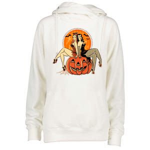 Sexy Retro Halloween Pinup Girls Womens Funnel Neck Pullover Hood