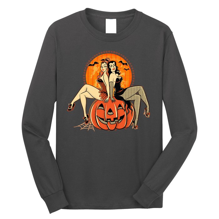 Sexy Retro Halloween Pinup Girls Long Sleeve Shirt