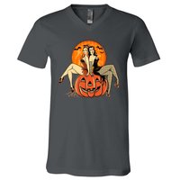 Sexy Retro Halloween Pinup Girls V-Neck T-Shirt