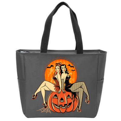 Sexy Retro Halloween Pinup Girls Zip Tote Bag