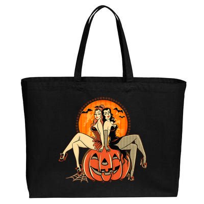 Sexy Retro Halloween Pinup Girls Cotton Canvas Jumbo Tote