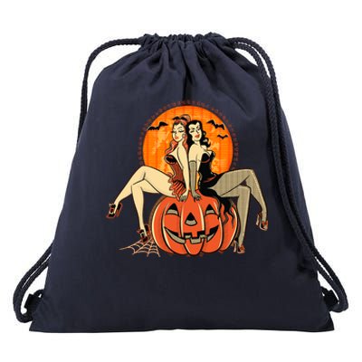 Sexy Retro Halloween Pinup Girls Drawstring Bag