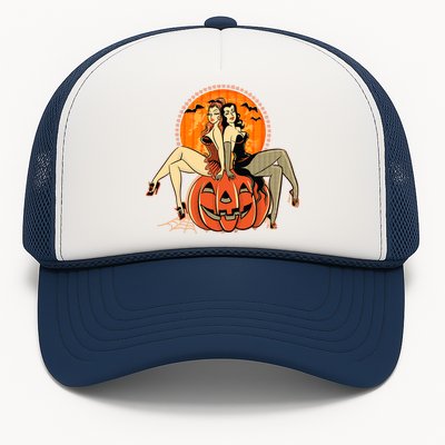 Sexy Retro Halloween Pinup Girls Trucker Hat