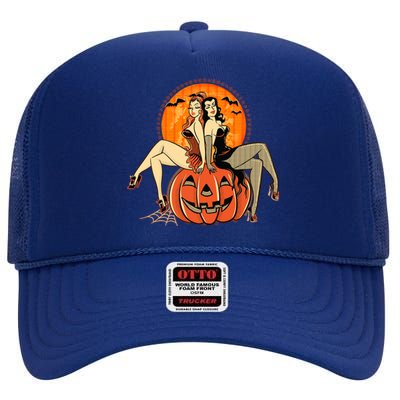 Sexy Retro Halloween Pinup Girls High Crown Mesh Back Trucker Hat