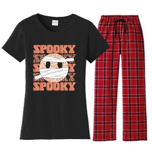 Spooky Retro Halloween Groovy Cute Halloween Hippie Spooky Halloween Women's Flannel Pajama Set