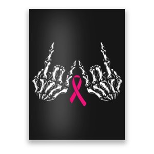 Skeleton Rock Hand Breast Cancer Awareness Cool Pink Ribbon Poster