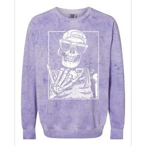 Skeleton Rock Hand Halloween Costume Cool Rock Music Rocker Colorblast Crewneck Sweatshirt