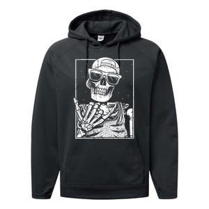 Skeleton Rock Hand Halloween Costume Cool Rock Music Rocker Performance Fleece Hoodie